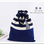 入園グッズ 体操服袋 お着替え入れ 巾着袋 M 30×25 ボーダー デザイン【コン】