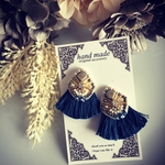 ハンドメイド ピアス イヤリング ビーズ 刺繍 タッセル フリンジ ファッション 結婚式 ギフト