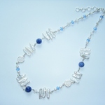 Blue&White パールビーズネックレス