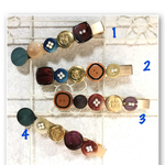 レトロボタンのヘアクリップ