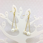 チェーン【2粒パール】ピアス