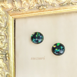 ブラックオパールカボションピアス