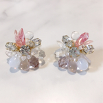 【送料無料】クリスタルフラワーピアス(イヤリング)ピンク