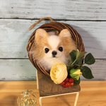 羊毛フェルト チワワのフラワーリース ミニチュア 