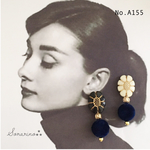 No.A155 お花✾︎ビーズ ×フロッキーボール ピアス