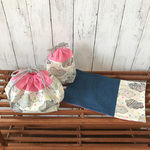 お弁当袋&コップ入れ&ランチョンマット 3点セット 雲ドット☁︎ピンク 