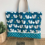 【M様オーダー品】レッスンバッグ～りすとどんぐり×ターコイズドット～