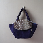 ファーのシェルトート（navy)