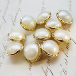 ■再販■10個入■15mm■ビンテージボタン (パールホワイトなみフチ 2小)　※ピアスに!! [0480-15] 