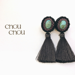 刺繍ビーズ×タッセルイヤリング