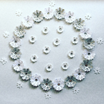 再販 お花シール❁︎40枚❁︎White ＆ Silver 半透明mix