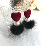 ベロア×ファー ピアス/イヤリング     白