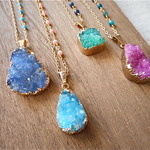 Druzy Ocean Necklace--Blue