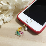 ハートとパールの充電口アクセサリー