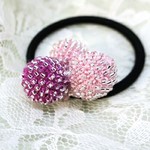 ビーズボールのヘアゴム～ピンク～