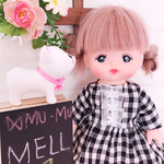 レース×チェック 長袖ワンピース♩ メルちゃん  