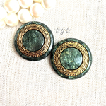 ☆Vintage Button☆アンティークグリーンボタンピアス/イヤリング