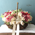フルオーダー ♡バスケットブーケ ブートニア付き♪結婚式 カゴブーケ かごブーケ　ウェルカムスペース アーティフィシャルフラワー 造花 ウェルカムボード   ミモザ