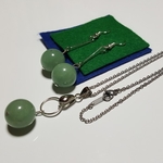 ピアス ネックレス 天然石 パワーストーン ペンダント アベンチュリン テンレスチェーン
