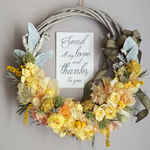 claryname様専用カート…'rustic wedding' wreath bouquet:イエローのリースブーケ&ブートニア、ヘッドパーツセット