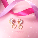 きらきらビジューとハートのピアス