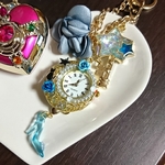 処分値下げ⭐ムーンバッグチャーム時計(水色)