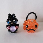 ビーズのハロウィンかぼちゃBOX＆黒猫　置物　ハンドメイド