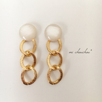 カボション×ゴールドチェーンピアス/イヤリング