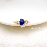 ［14kgf］Half moon - ラピスラズリと淡水パールのワイヤーリング 天然石