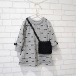 おでかけボアバッグ リボン柄杢グレーワンピース 80～110cm