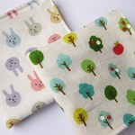 ガーゼハンカチ☆２枚セット　うさぎツリー　　　　　139