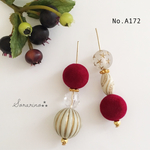 No.A172 お洒落 ボルドー♥︎アシンメトリーピアス