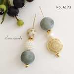 No.A173 お洒落 グレー♥︎アシンメトリーピアス