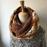 プードルボア×フランネルボア　チェックブラウン系　スヌード    