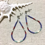 ティアドロップ ビーズピアス ネイビー