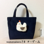 コーデュロイminiトート★ブローチ付き【ネイビー】
