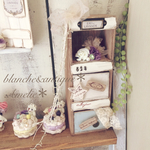 お取り置き💖アンティーク引き出しBox💖ブルーグリーン&ホワイト💖ミニチュア