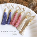 秋冬 [ダスティカラー] フリンジ タッセル ピアス / イヤリング 