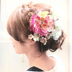桜が舞う♡マーブルピンクと桜の組み合わせが可愛いヘアアクセサリーセット　髪飾り 花飾り　袴　振袖　結婚式　ウェディングドレス　カラードレス　ヘアアレンジ