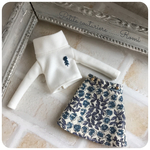 22cmドール ハイネック刺繍トップス＆リバティコーデュロイスカート