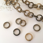 再販★10個★丸チェーン★グレージュ★リング★アクリル★べっ甲 風★ハンドメイド