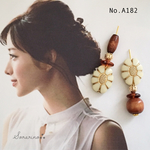 No.A182 おしゃれウッド▸︎▹︎ アシンメトリーピアス