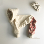 ●イタグレ Ｌ 小人フード生成りスウェット×ピオニーレッド 犬服