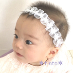 天使のおくりもの∗*゜レースとパール ベビー ヘアバンド＊新生児から＊お花