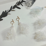 【再販×10】かすみ草×チュールのブーケピアス/イヤリング  パステルピンク