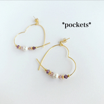 【再販】大振りハートのラベンダーピアス/イヤリング