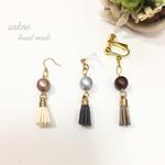 ちっちゃなタッセル×マットパール ピアス＊イヤリング/ノンホールピアス