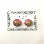 マーブルピンク×ゴールド ピアス／イヤリング