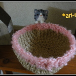 ＊ねこちゃん　mini麻かご（グレー）＊