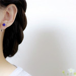 ラピスラズリとクォーツ のバックキャッチピアス 6ｍｍ 1ペア 12月/4月誕生石